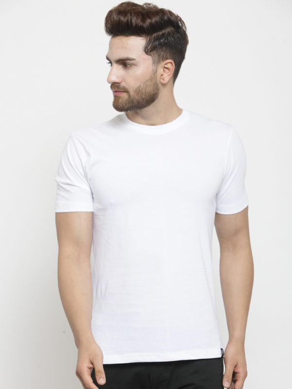 stylesmyth white round neck t shirt for men